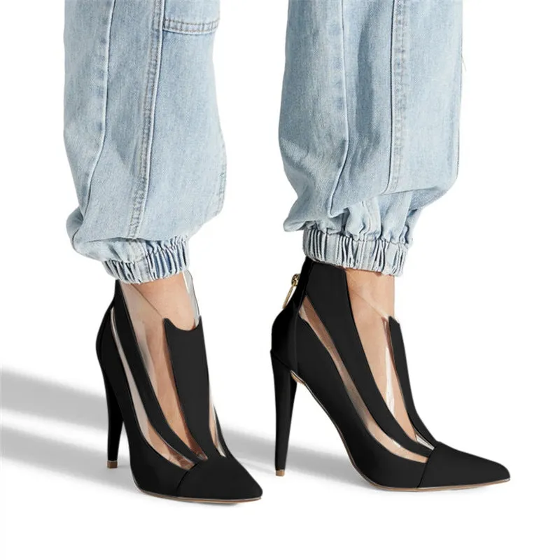Pointed Transparent Hollow Cool Boots