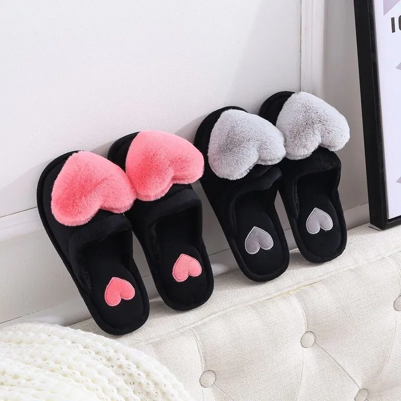 "Cozy Heart Plush Slippers – Cute and Comfy Loungewear"
