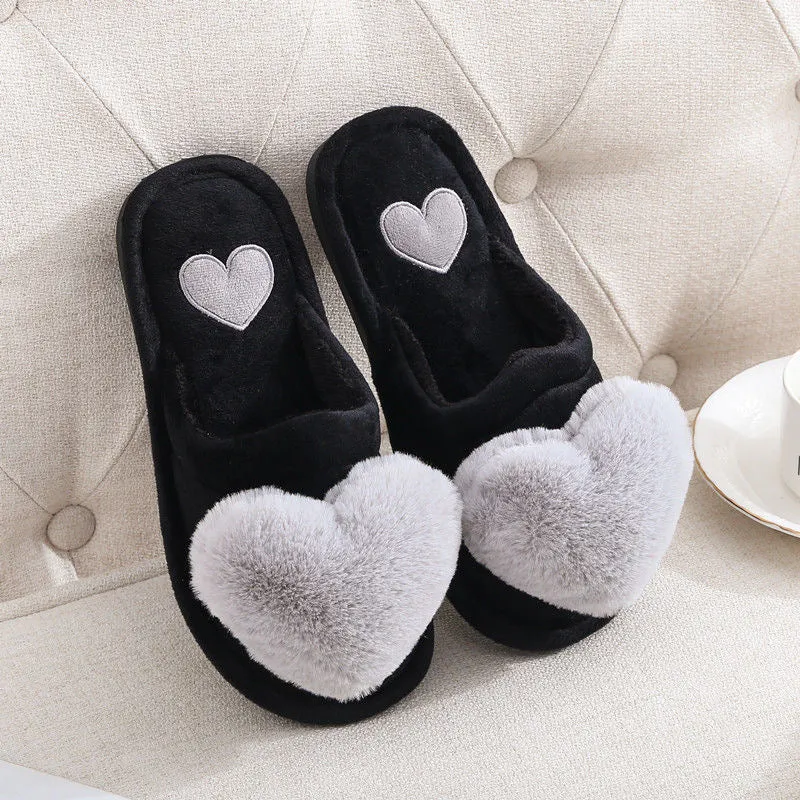 "Cozy Heart Plush Slippers – Cute and Comfy Loungewear"