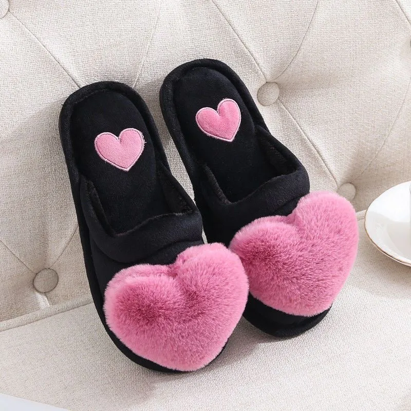 "Cozy Heart Plush Slippers – Cute and Comfy Loungewear"