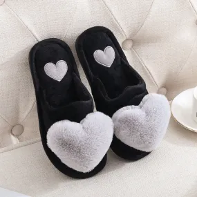 "Cozy Heart Plush Slippers – Cute and Comfy Loungewear"