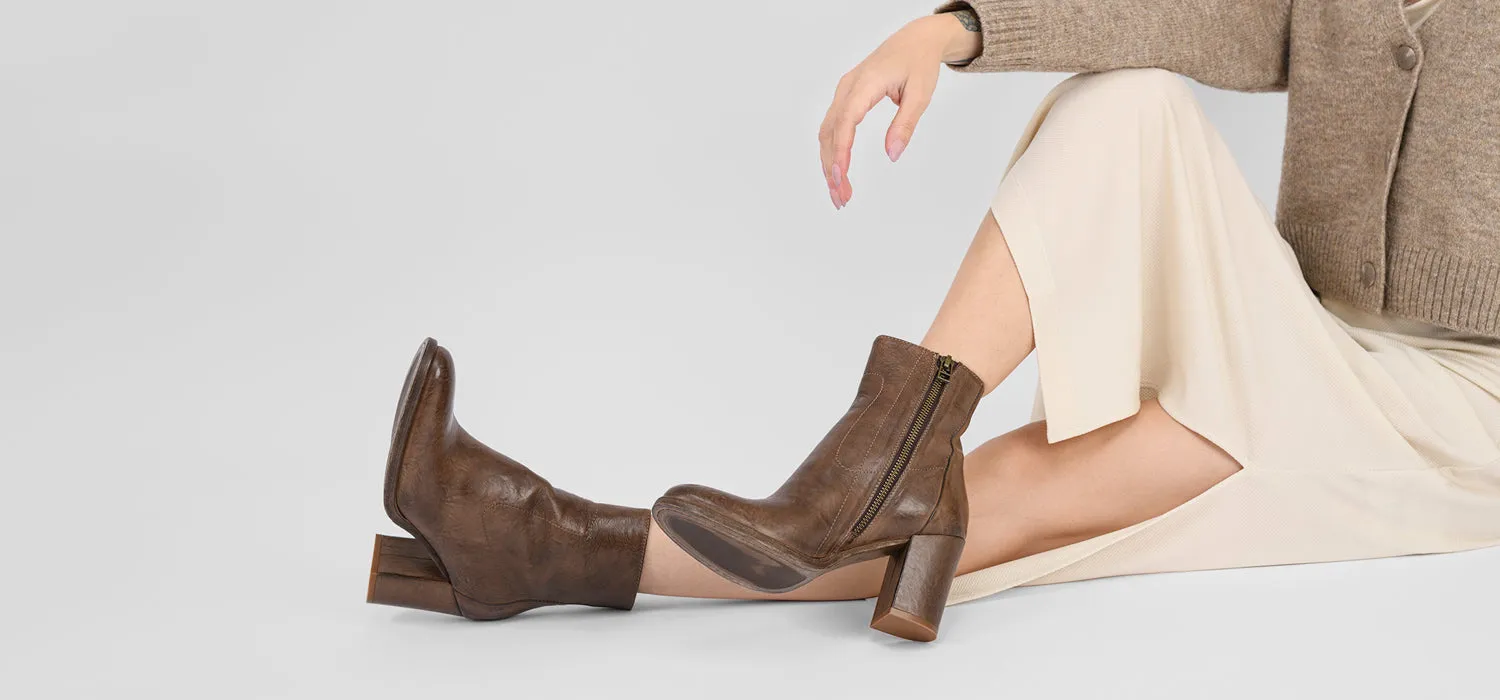 REID toasted-tan ankle boots.