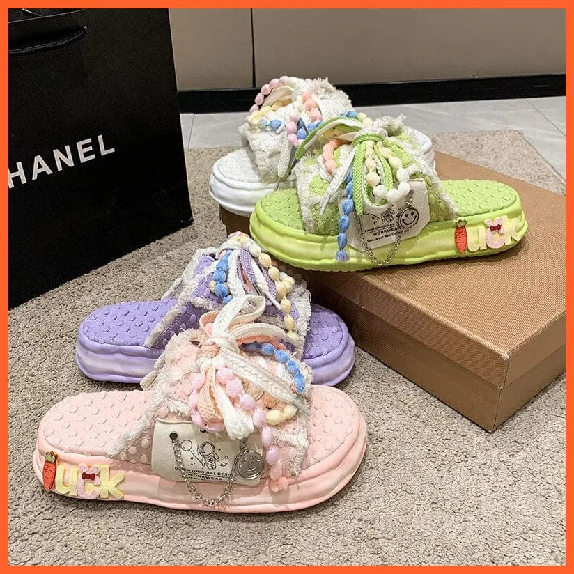 Summer Weave Slippers For Women | Vibrant Flip Flops | Candy Color Clogs