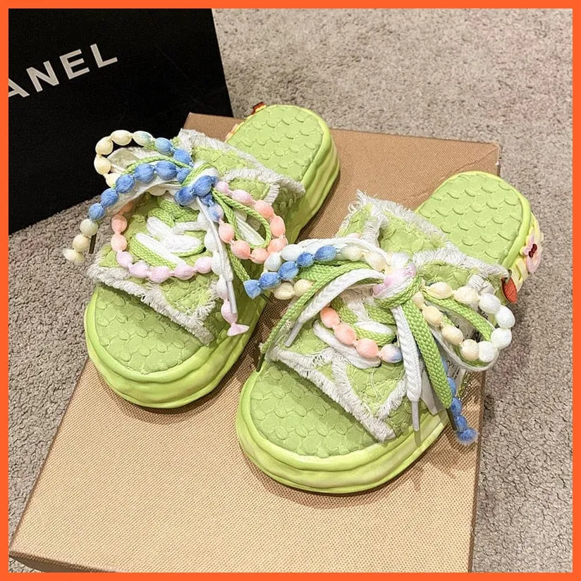Summer Weave Slippers For Women | Vibrant Flip Flops | Candy Color Clogs