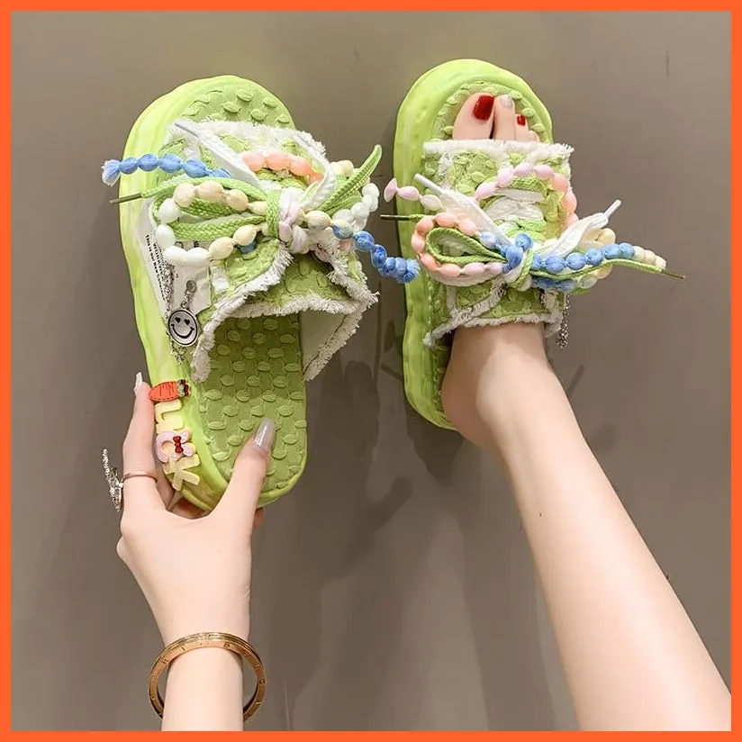 Summer Weave Slippers For Women | Vibrant Flip Flops | Candy Color Clogs