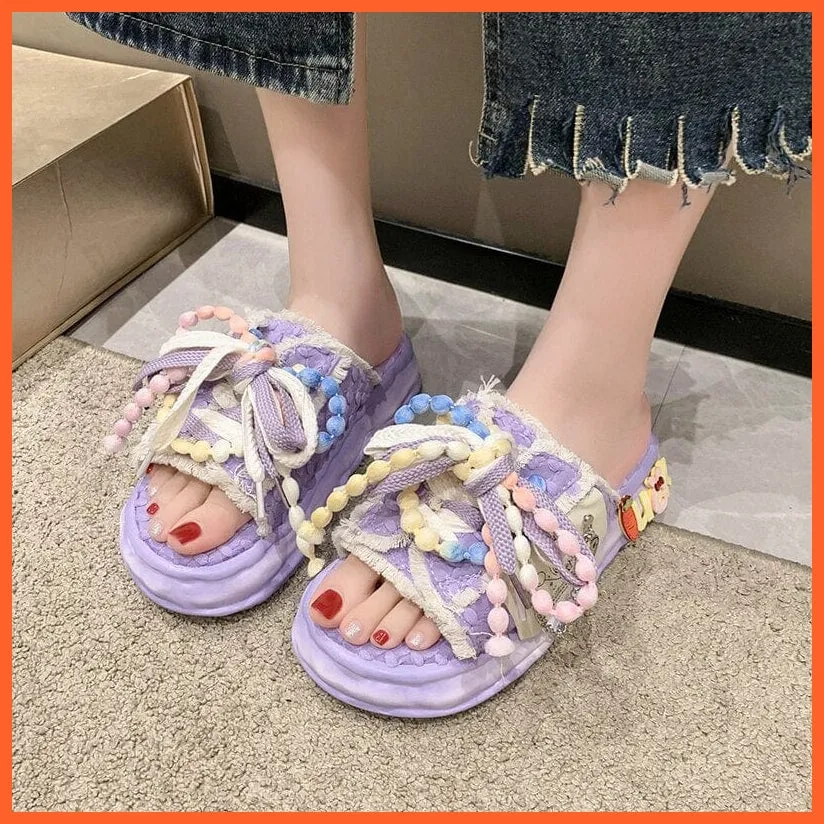 Summer Weave Slippers For Women | Vibrant Flip Flops | Candy Color Clogs