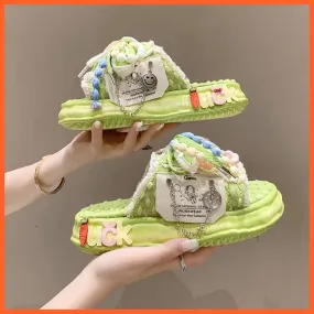 Summer Weave Slippers For Women | Vibrant Flip Flops | Candy Color Clogs
