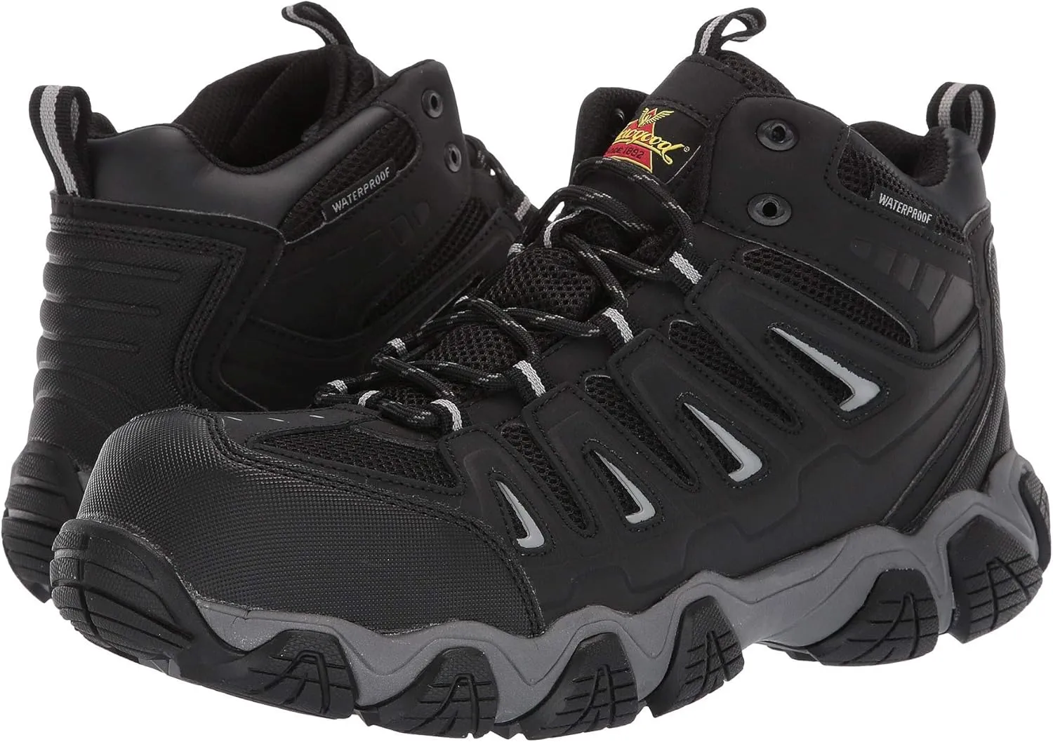 Thorogood Men's Crosstrex Series Mid Cut Waterproof, Composite Toe Hiker Boot, Black/Grey - 6.5 Wide