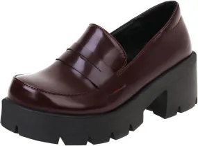 Trendenzy Womens Round Toe Platform Loafer Shoes Chunky Slip On Pumps Goth