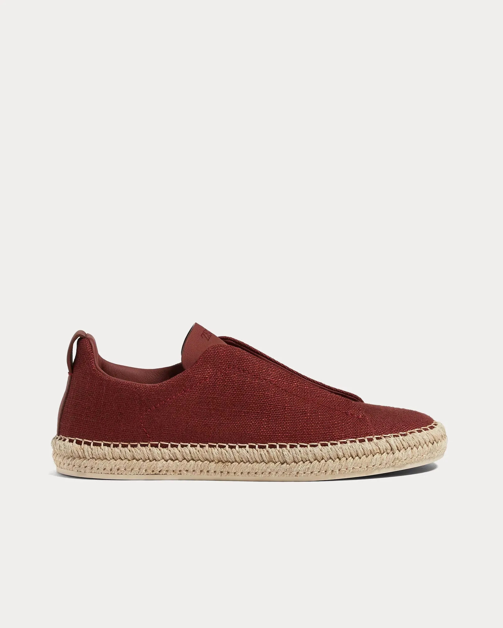 Triple Stitch Linen & Leather Red Viscose Espadrilles