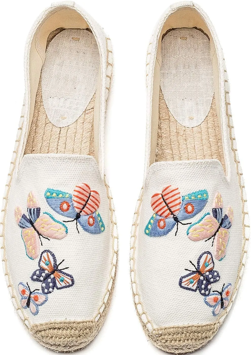 U-lite Women's Casual Flat Cap-Toe Embroidery Animal Print Canvas Slip on Walking Espadrilles Smoking Slipper Loafer