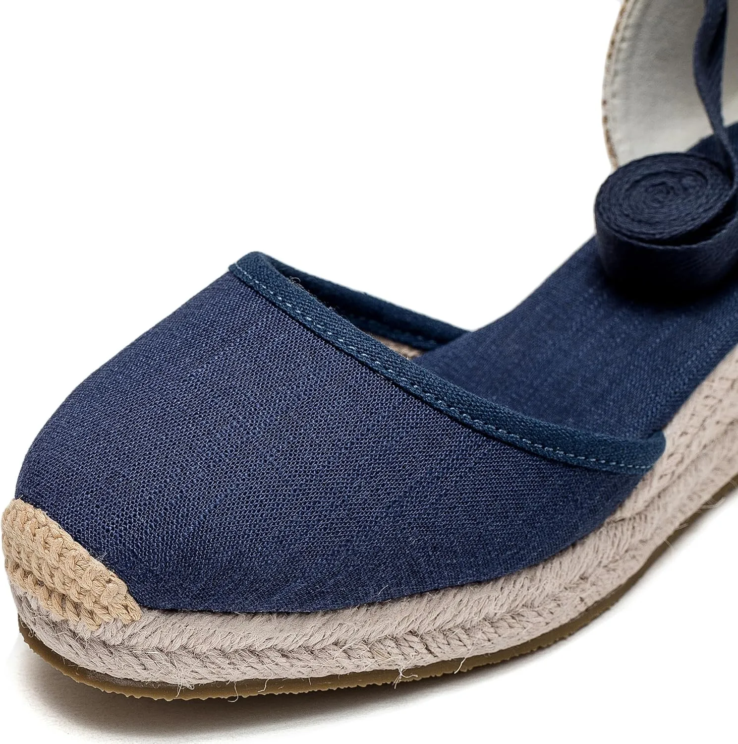 U-lite Womens Platform Wedge Sandals Espadrilles Closed Toe Ankle Strap Lace Up Ankle-Tie Strap Classic Espadrille Heel