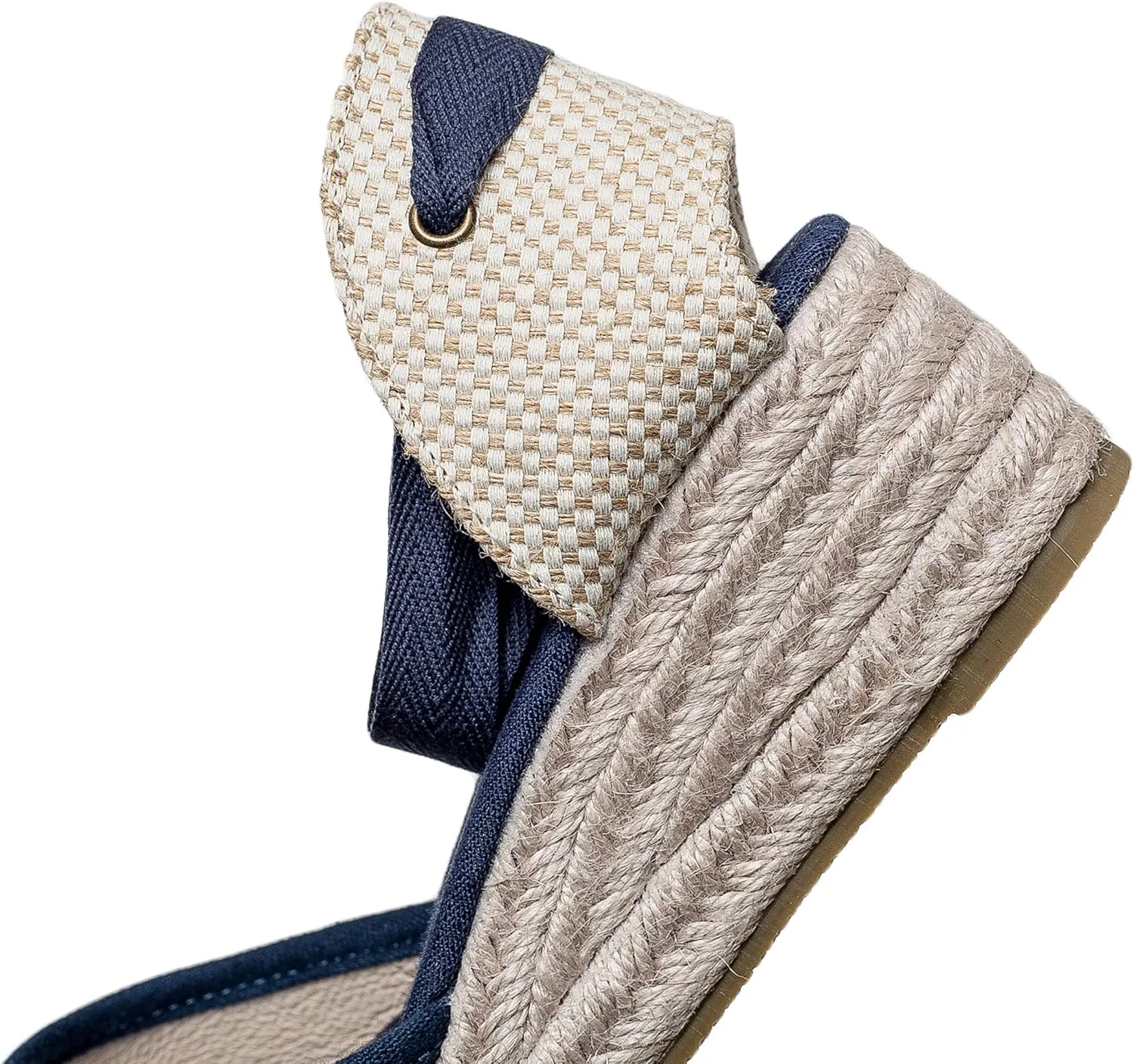 U-lite Womens Platform Wedge Sandals Espadrilles Closed Toe Ankle Strap Lace Up Ankle-Tie Strap Classic Espadrille Heel