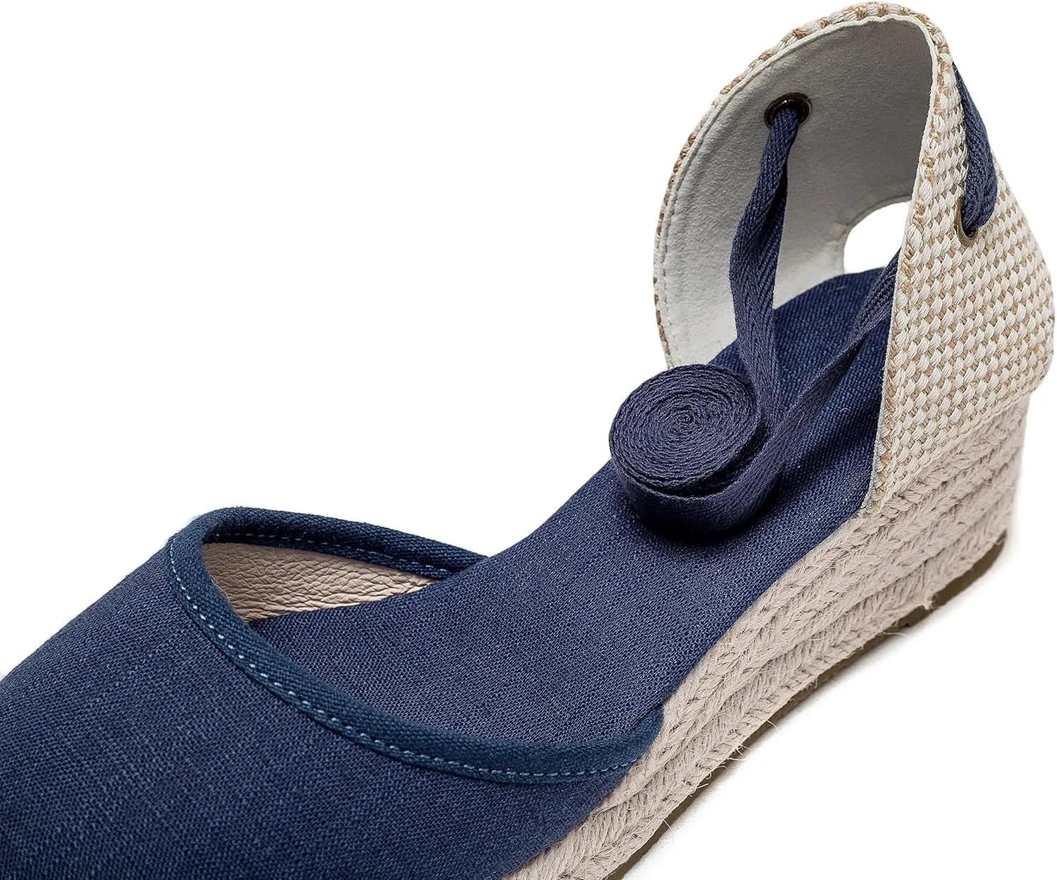 U-lite Womens Platform Wedge Sandals Espadrilles Closed Toe Ankle Strap Lace Up Ankle-Tie Strap Classic Espadrille Heel