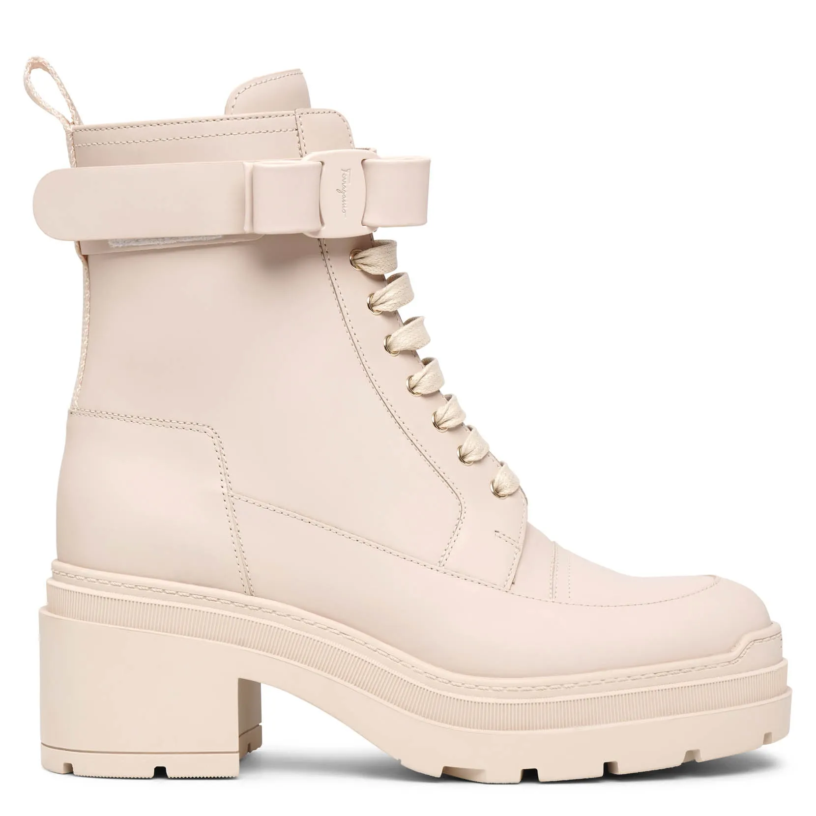 Vara bow bone leather ankle boots