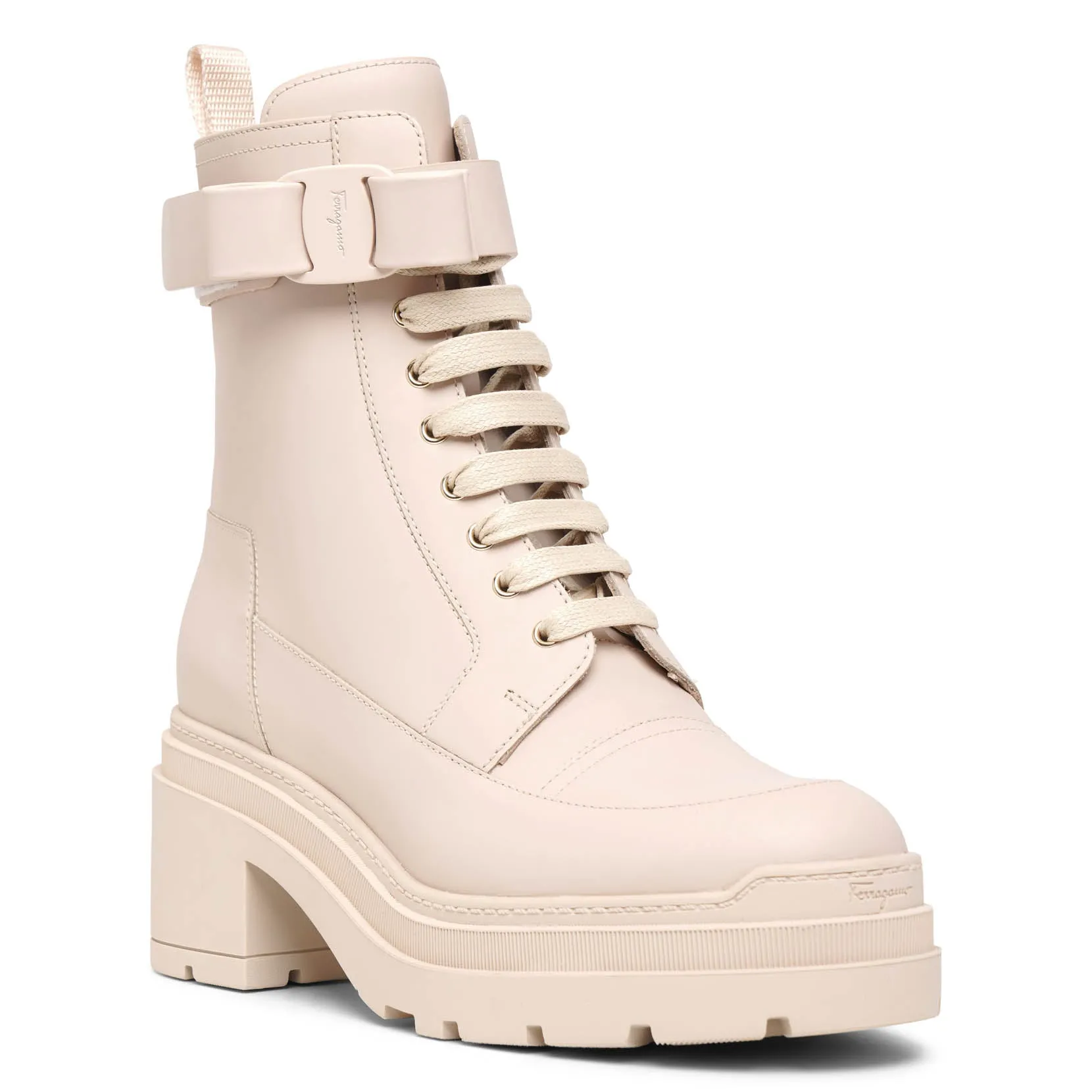 Vara bow bone leather ankle boots