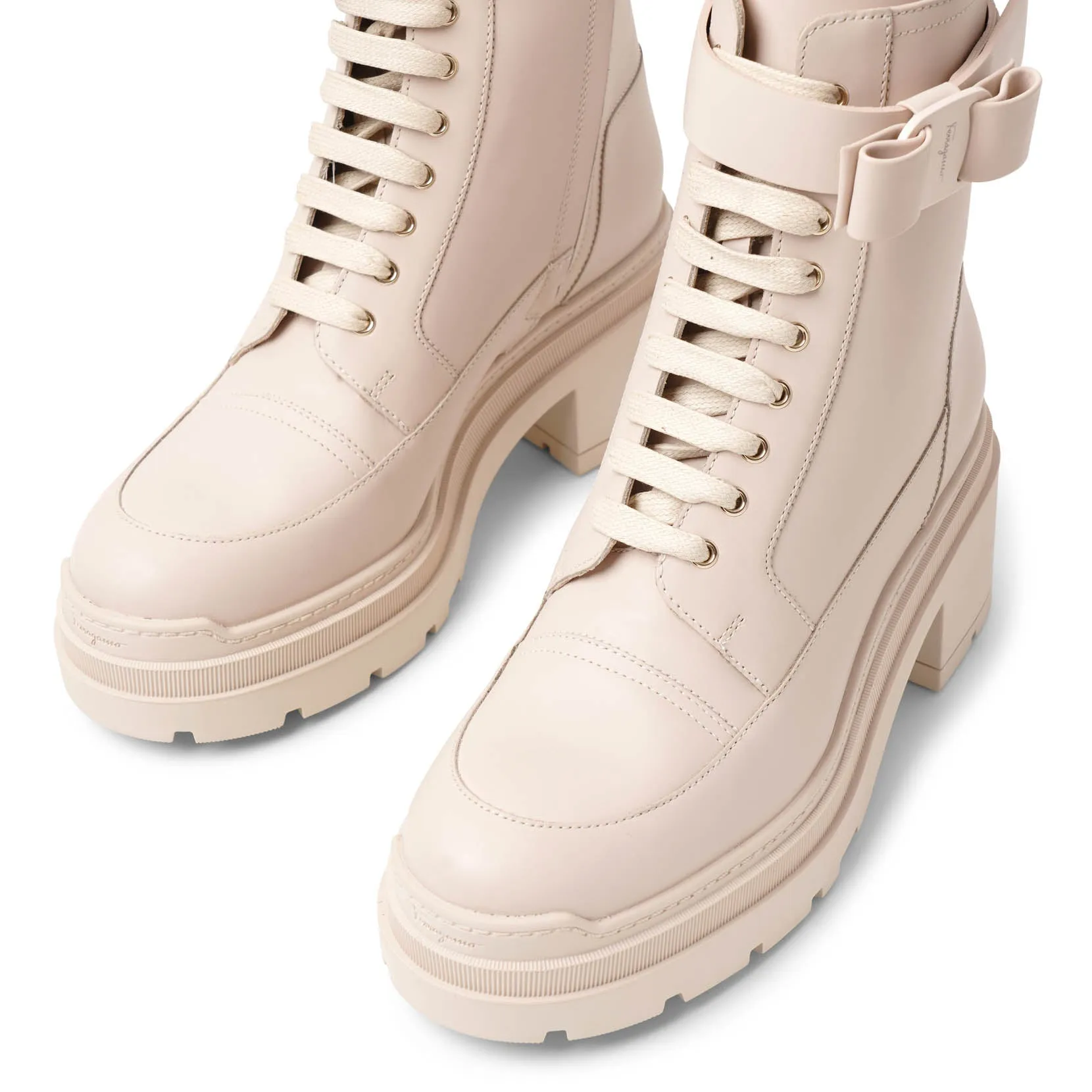 Vara bow bone leather ankle boots