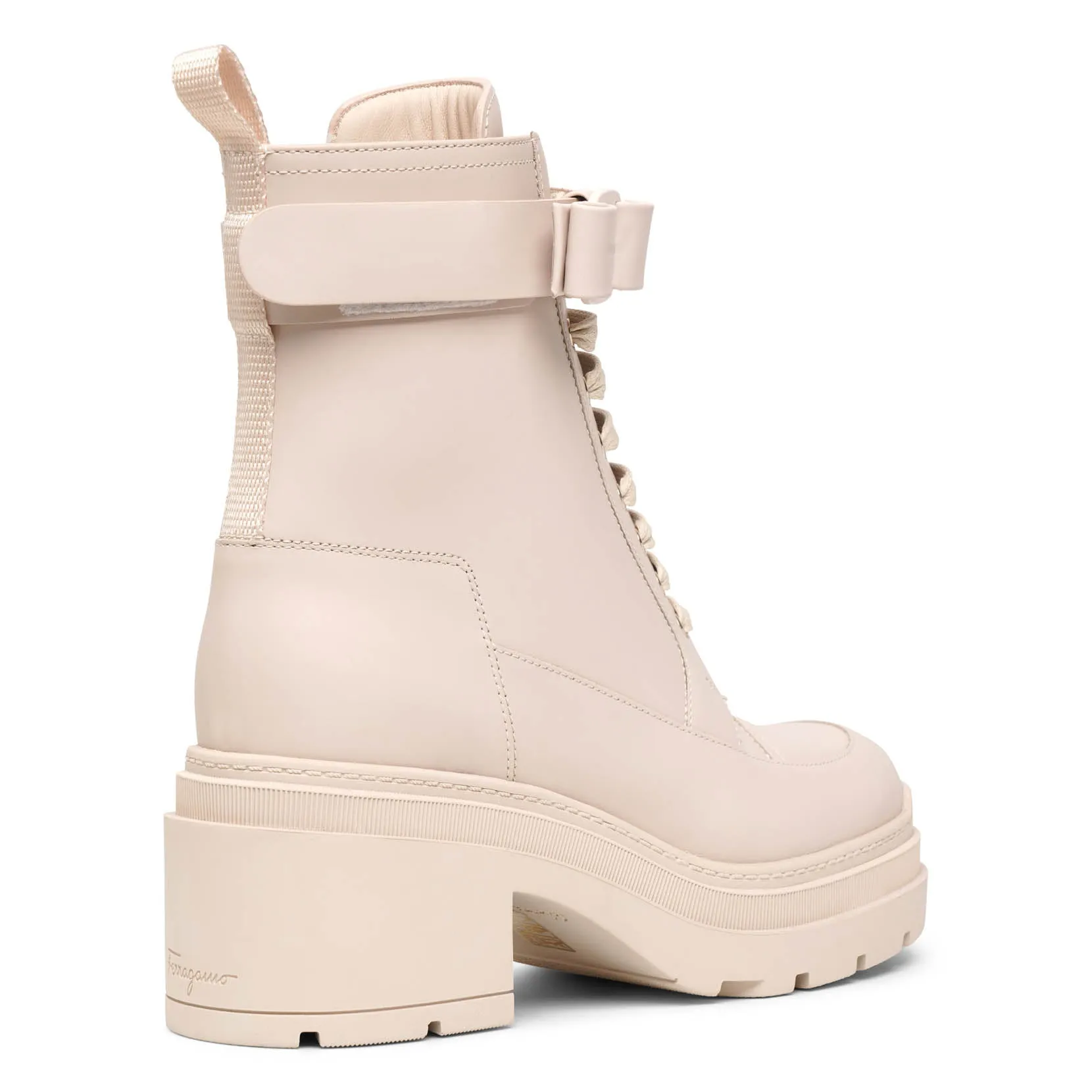 Vara bow bone leather ankle boots