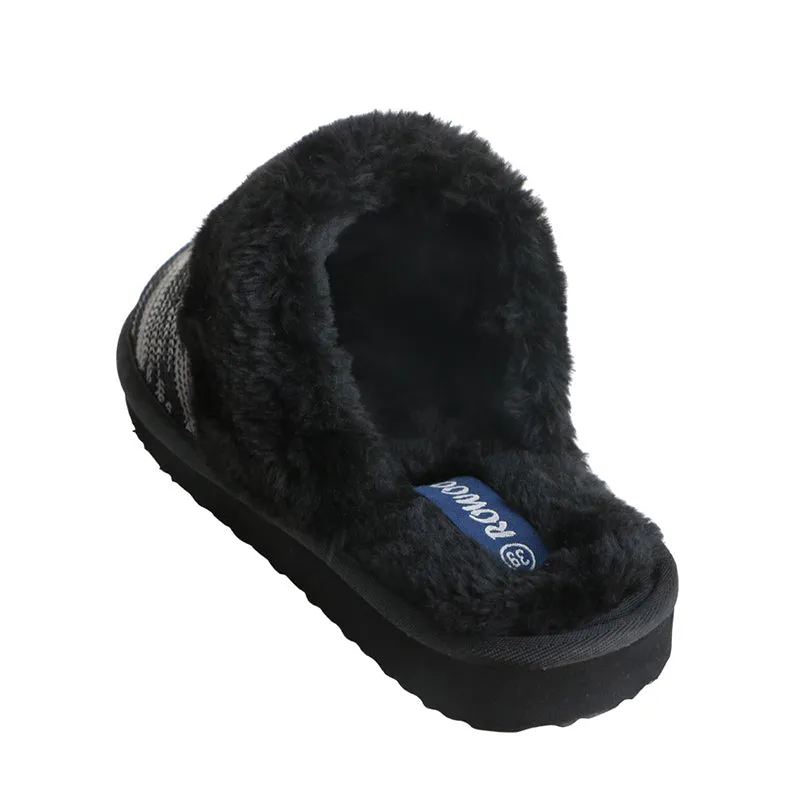 Women's Black Slippers Closed toe Winter Sandals