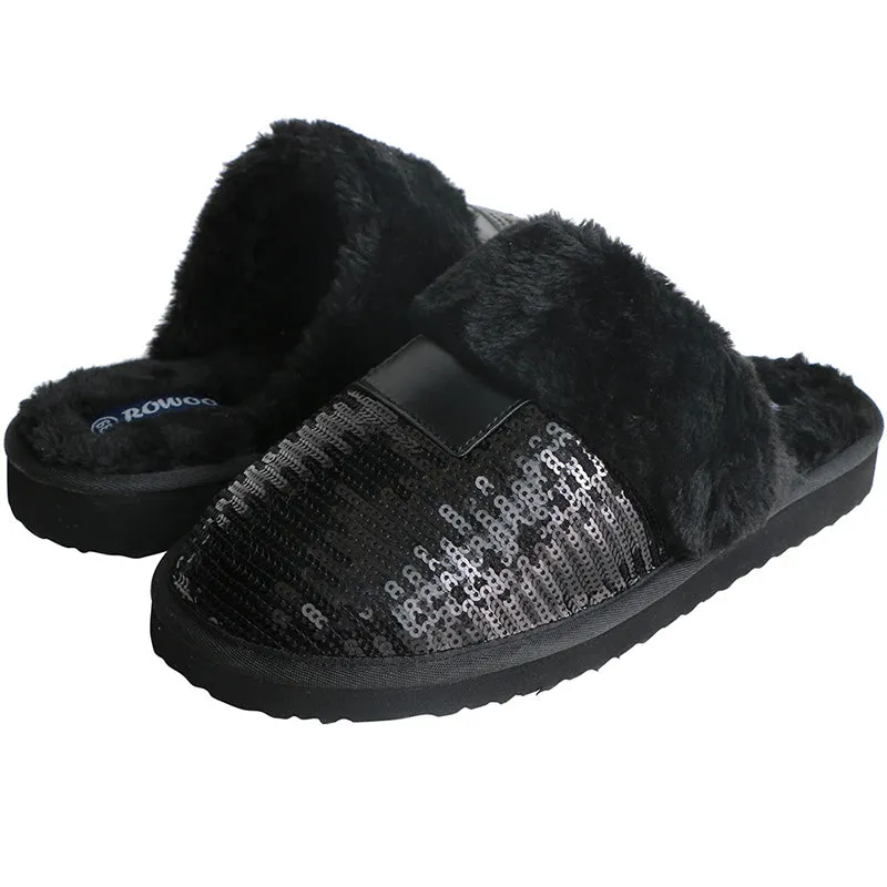 Women's Black Slippers Closed toe Winter Sandals