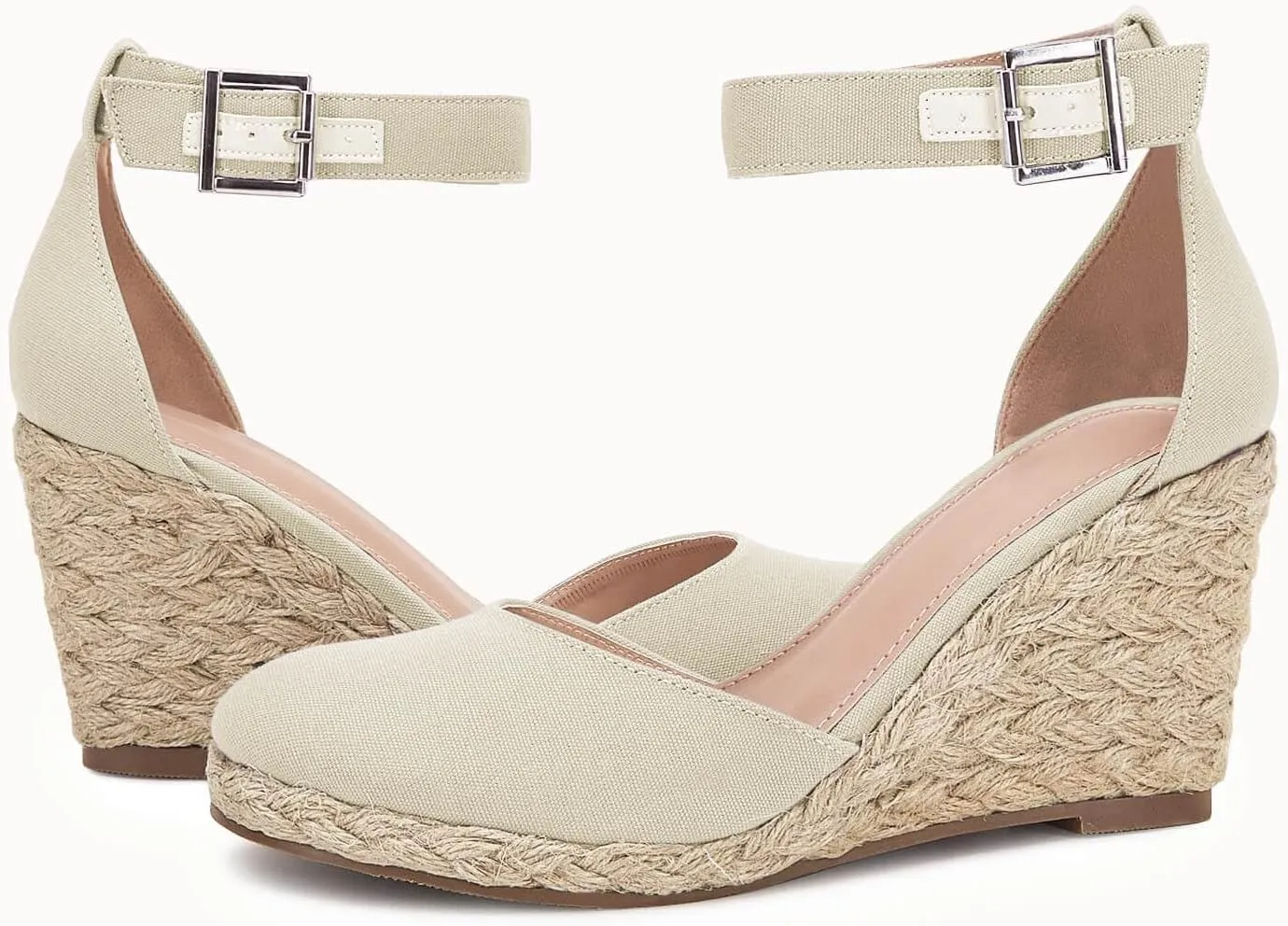 Womens Closed Toe Espadrilles Wedges Shoes Platform Heel Ankle Strap Buckle Dress Sandals