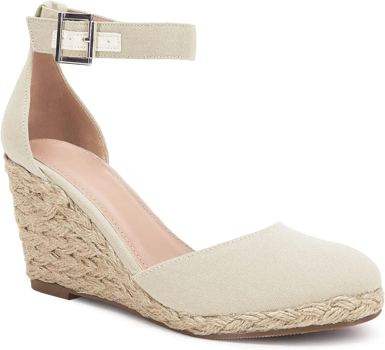 Womens Closed Toe Espadrilles Wedges Shoes Platform Heel Ankle Strap Buckle Dress Sandals