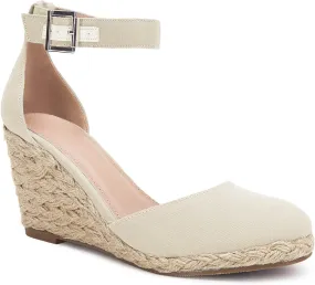 Womens Closed Toe Espadrilles Wedges Shoes Platform Heel Ankle Strap Buckle Dress Sandals