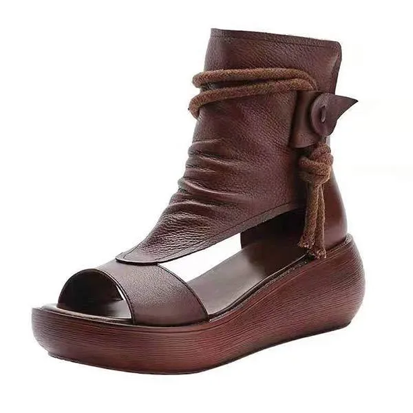 Women'S High Top Wedge Platform Fish Toe Cool Boots 24766766C