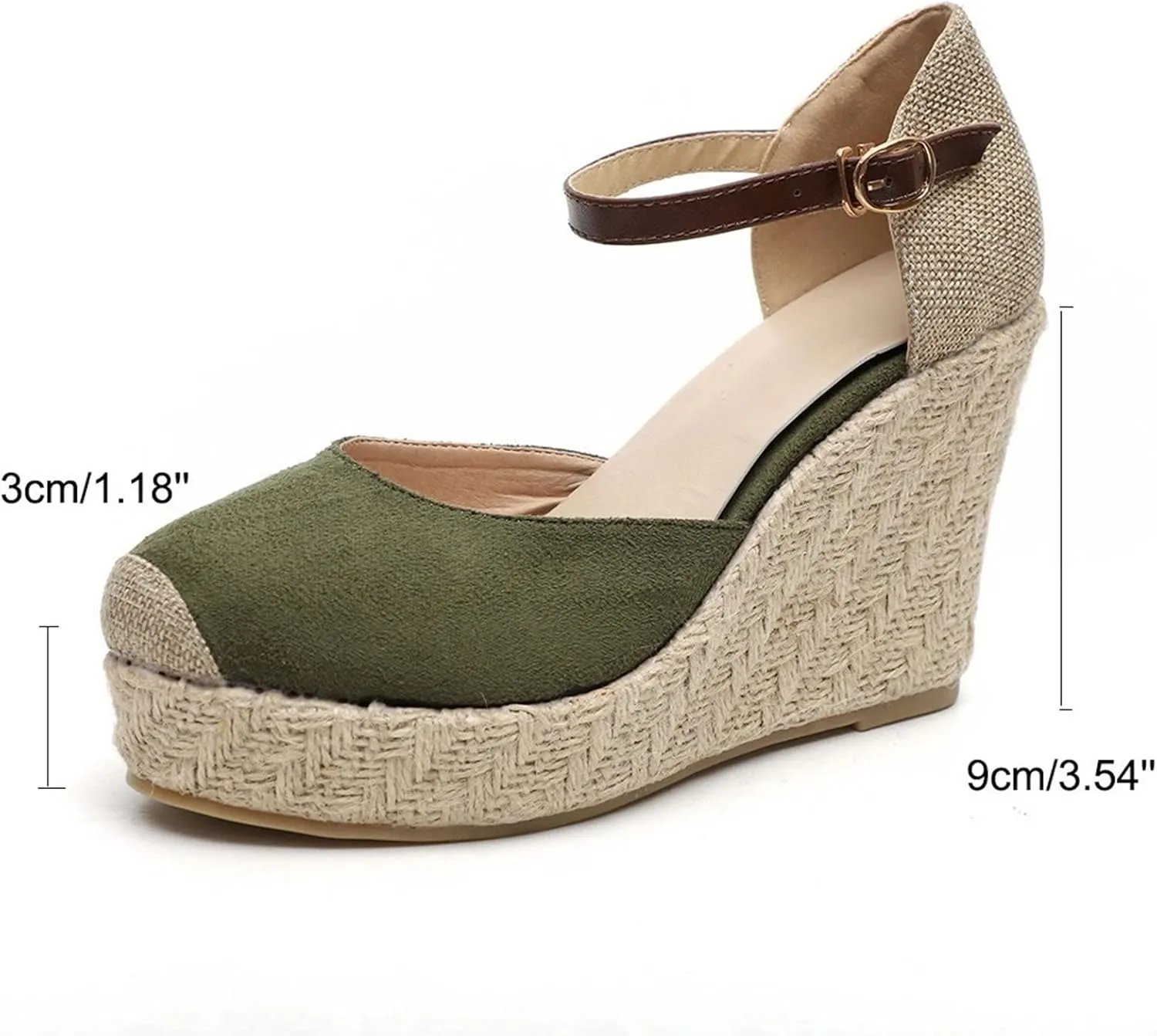 Womenyiaor Womens Closed Toe Sandals, Espadrilles for Women Closed Toe Wedges Summer Sandals Ankle Strap Casual Closed Toe Wedge Sandals for Women Espadrilles Wedges (E/Green, 8)